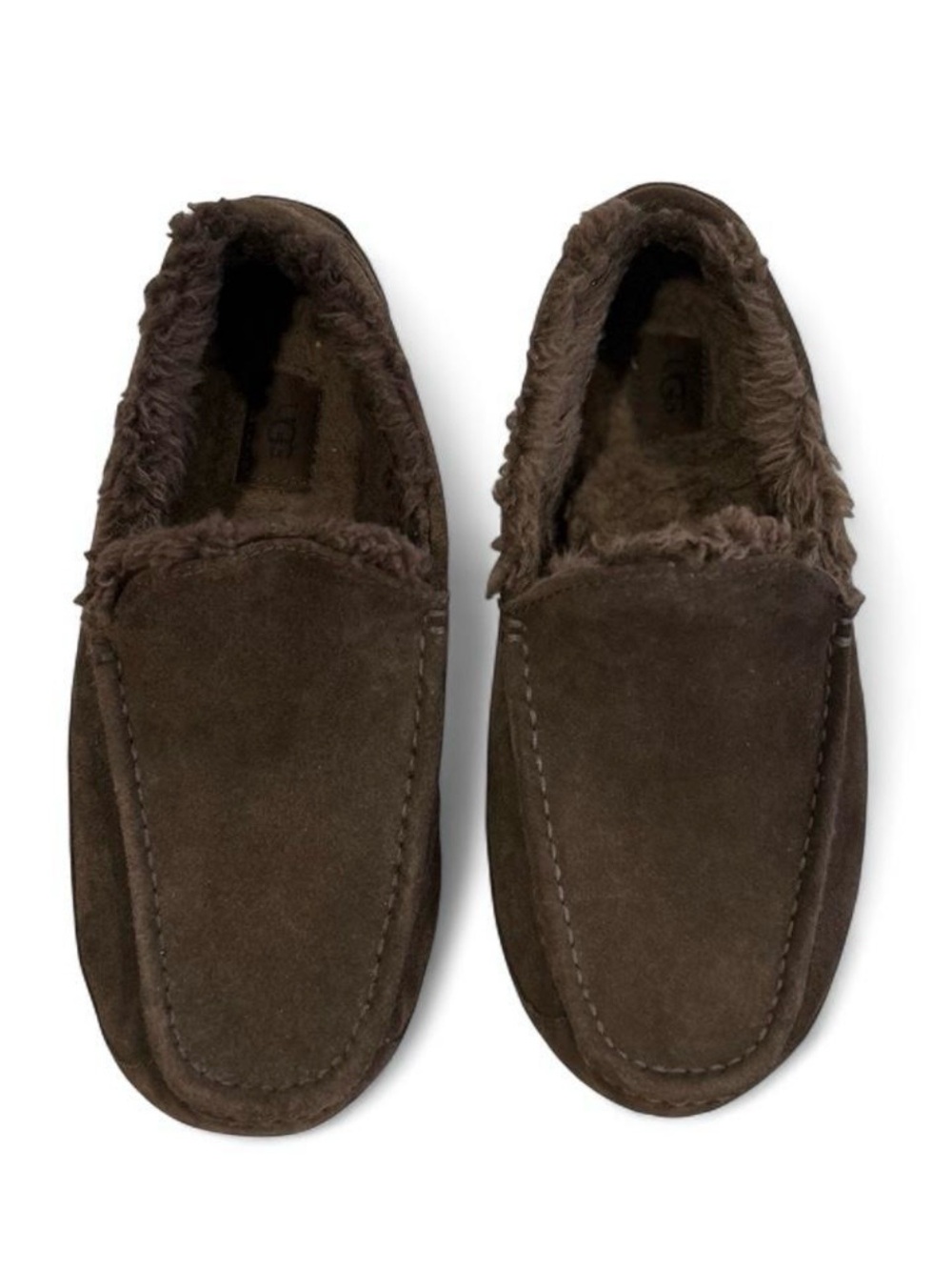 UGG Men's Ascot Sheepskin Slippers
Brown Suede Loafers Size 12 - Picture 5 of 8